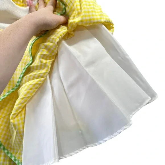 Youngsport Vintage Girls 3T Yellow Gingham Pleated Dress Oversized Bib Collar - Picture 9 of 9